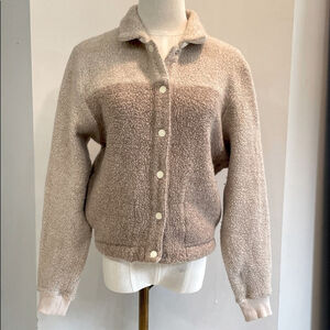 Outdoor Voices, XS, women’s cream & tan wool blend snap up lightweight jacket